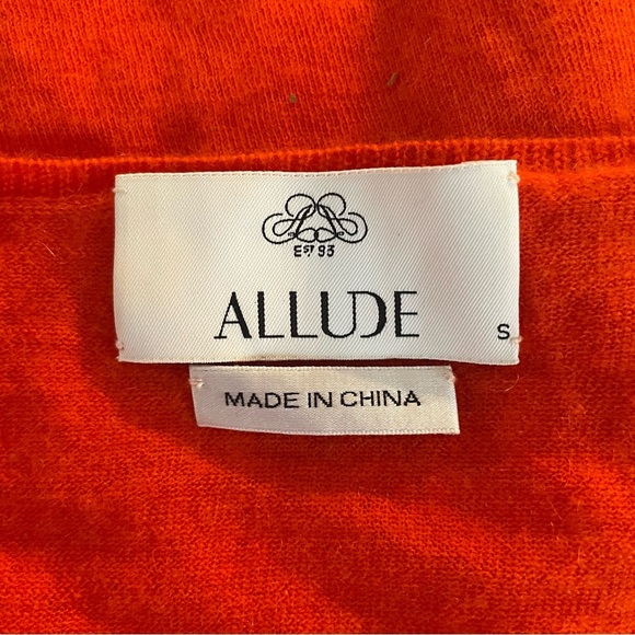 Allude Orange Cashmere Knit V-neck Pullover Sweater 20197 - Picture 5 of 7